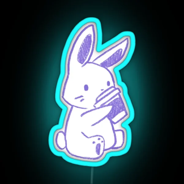 Bunny Coffee Purple RGB Neon Sign