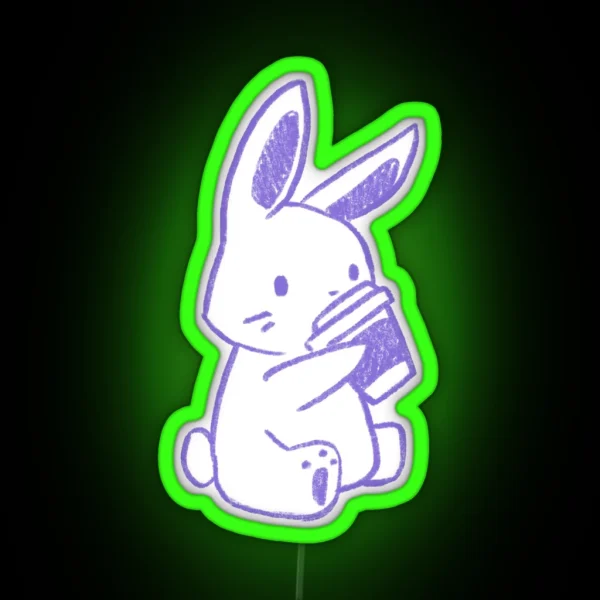 Bunny Coffee Purple RGB Neon Sign