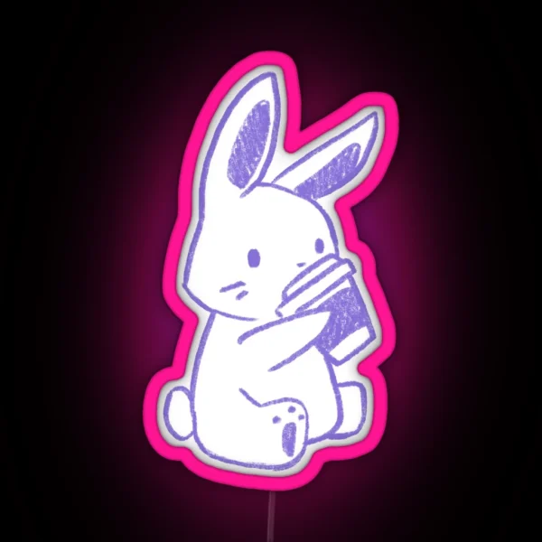 Bunny Coffee Purple RGB Neon Sign