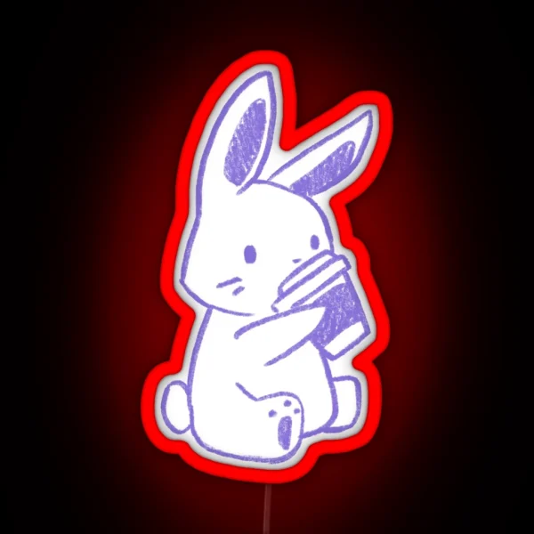 Bunny Coffee Purple RGB Neon Sign