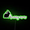 Pastel pink bunny mom neon sign with colorful RGB lighting