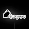 Vibrant RGB neon bunny mother love sign for nursery decor.