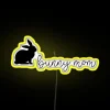 Bright pastel pink and white bunny mom RGB neon display
