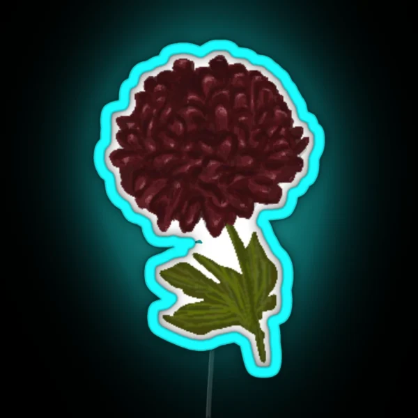 Burgundy Chrysanthemum Flower RGB Neon Sign