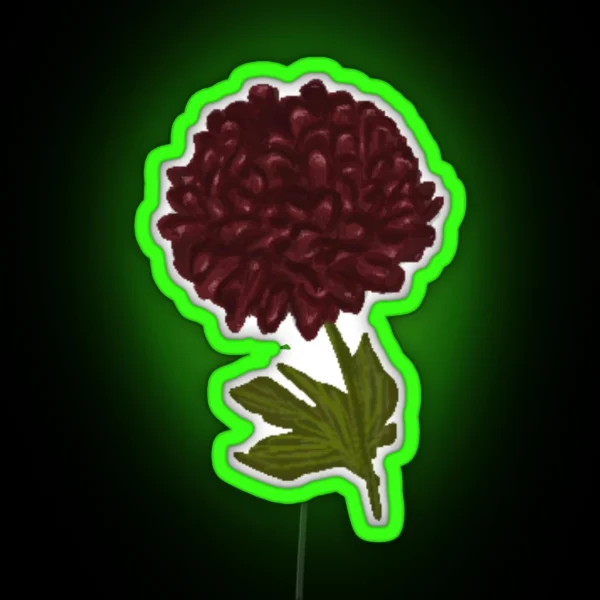 Burgundy Chrysanthemum Flower RGB Neon Sign