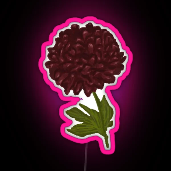 Burgundy Chrysanthemum Flower RGB Neon Sign