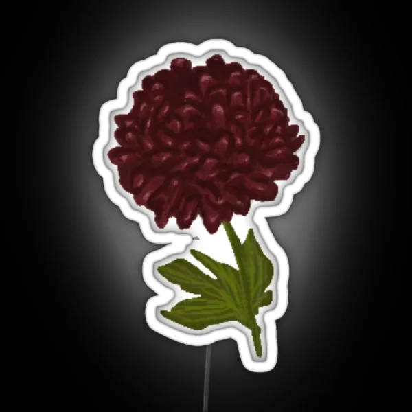 Burgundy Chrysanthemum Flower RGB Neon Sign