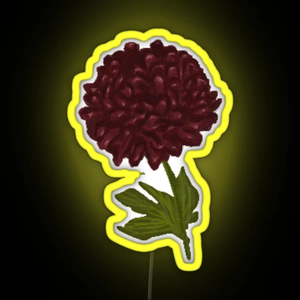Burgundy Chrysanthemum Flower RGB Neon Sign
