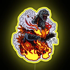 Burning Godzilla RGB Neon Sign