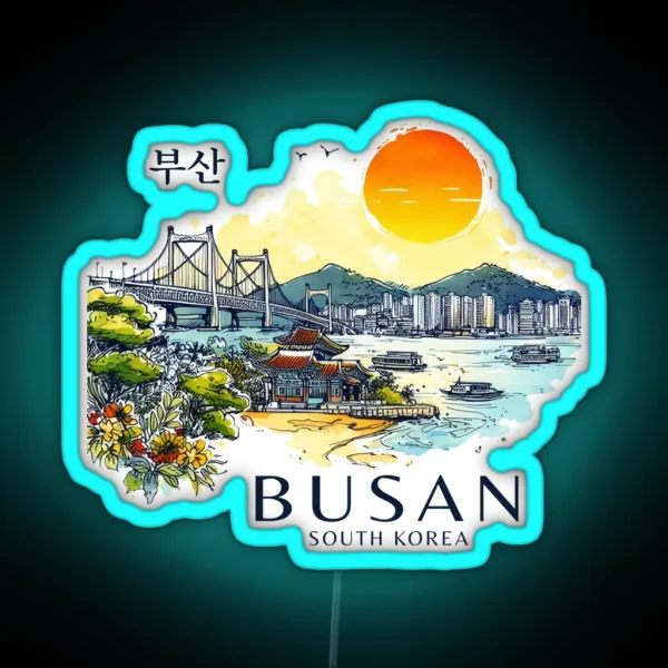 Busan South Korea Watercolor RGB Neon Sign