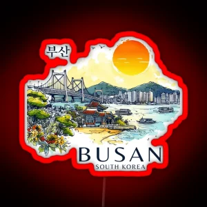 Busan South Korea Watercolor RGB Neon Sign