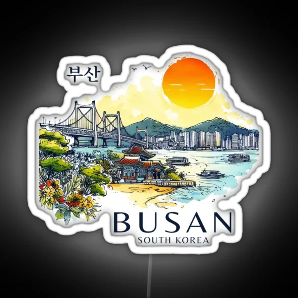 Busan South Korea Watercolor RGB Neon Sign