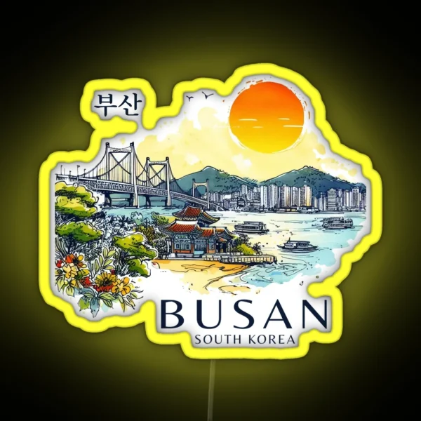 Busan South Korea Watercolor RGB Neon Sign