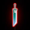 Iconic Buster Sword from Final Fantasy VII in vibrant neon lights