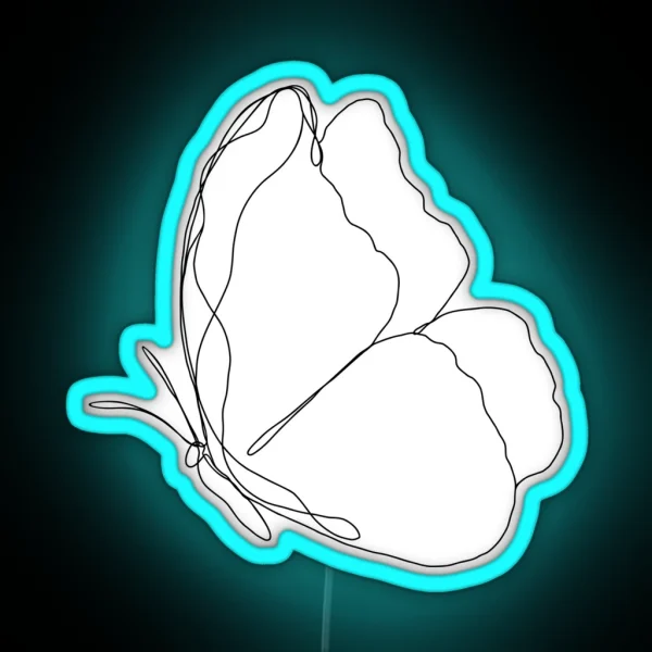 Butterfly Single Line Artwork RGB Neon Sign