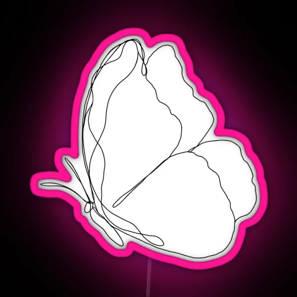 Butterfly Single Line Artwork RGB Neon Sign