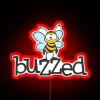 Brightly illuminated, customizable RGB neon light in electric buzzed shape