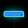 RGB neon light illuminates 'bye' letters in modern font style.