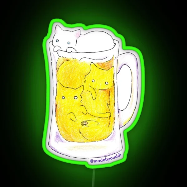 C R A F T Beer Cat Led RGB Neon Sign