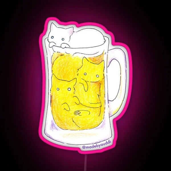 C R A F T Beer Cat Led RGB Neon Sign
