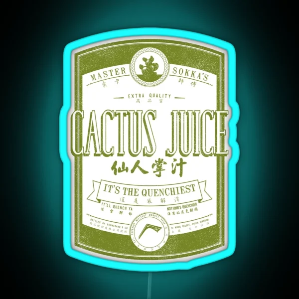 Cactus Juice Label Distressed Green RGB Neon Sign