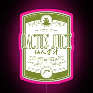 Cactus Juice Label Distressed Green RGB Neon Sign