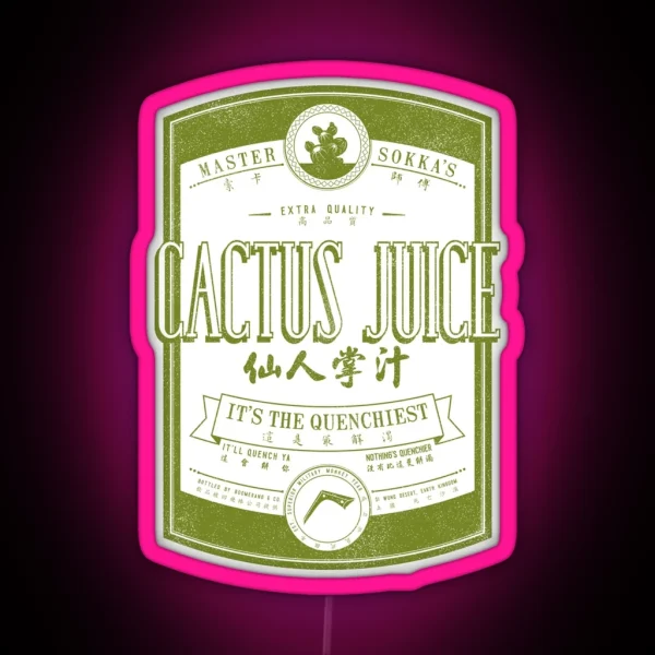 Cactus Juice Label Distressed Green RGB Neon Sign