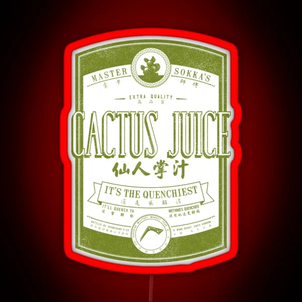 Cactus Juice Label Distressed Green RGB Neon Sign