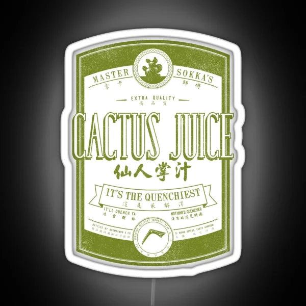 Cactus Juice Label Distressed Green RGB Neon Sign