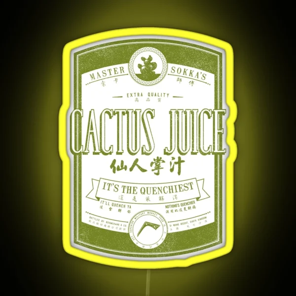 Cactus Juice Label Distressed Green RGB Neon Sign