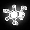 RGB Neon Sign with Vibrant Caffeine Molecule Molecular Structure Display