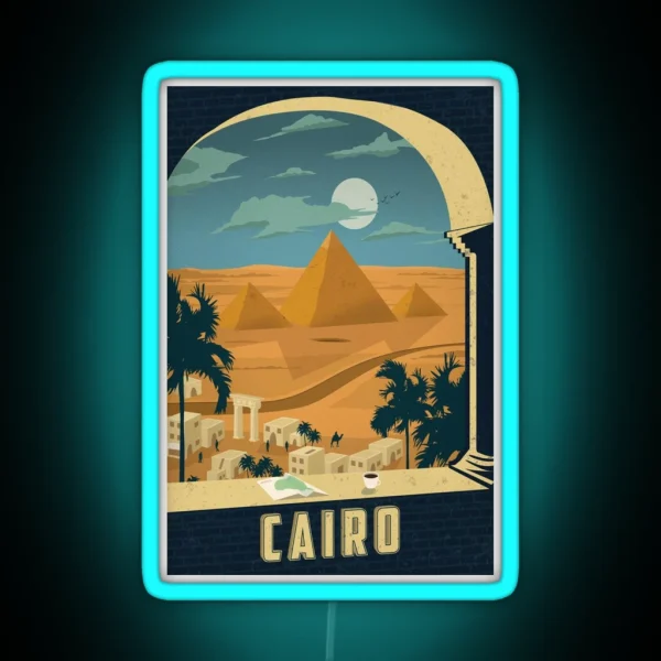 Cairo Egypt Vintage Travel Decal RGB Neon Sign