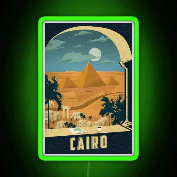 Cairo Egypt Vintage Travel Decal RGB Neon Sign