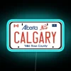 Calgary License Plate LED illuminated sign for home decor enthusiasts.