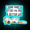 Vibrant LED neon sign celebrating feline love and independence proudly