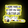 Vibrant colorful cat loving home decor personalized LED wall sign.
