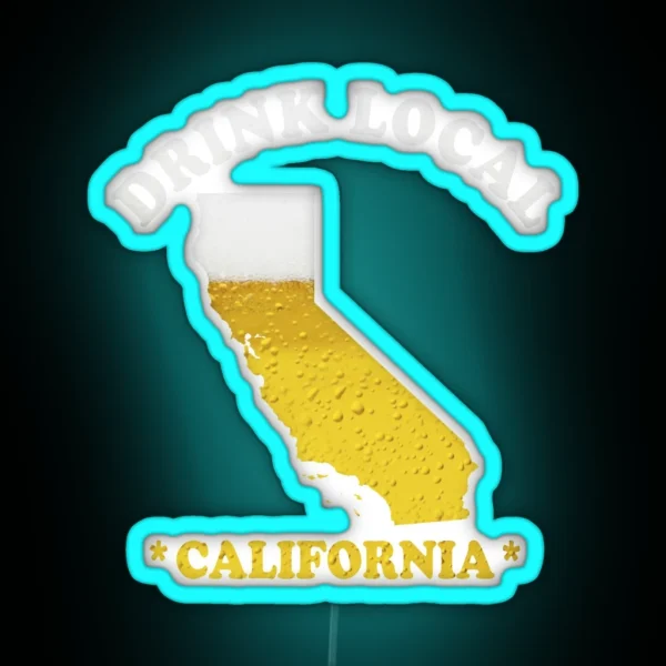 California Beer Map Led Drink Local Brewmaster Gift RGB Neon Sign