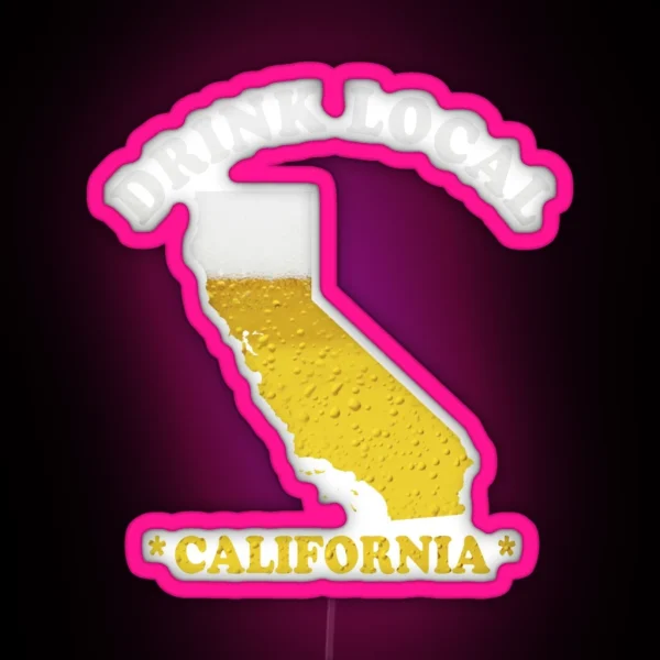 California Beer Map Led Drink Local Brewmaster Gift RGB Neon Sign