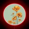 Vibrant California poppies neon sign with full color RGB lighting.