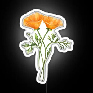 California Poppy Wildflowers RGB Neon Sign