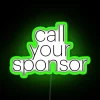 Neon Wall Decor Sign Featuring 'Call Your Sponsor' in RGB Colors