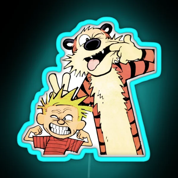 Calvin And Hobbes Bill Watterson RGB Neon Sign