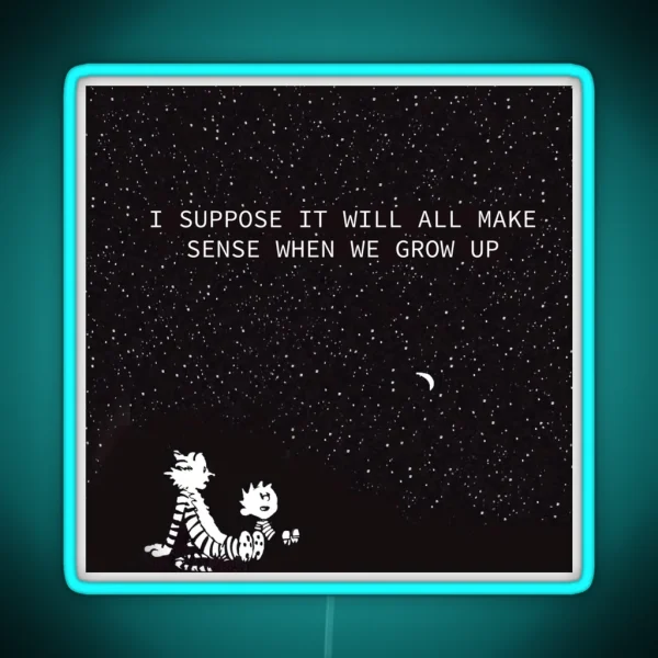 Calvin And Hobbes Stars RGB Neon Sign