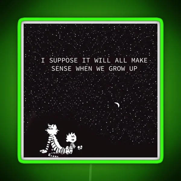 Calvin And Hobbes Stars RGB Neon Sign
