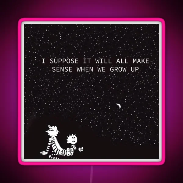 Calvin And Hobbes Stars RGB Neon Sign