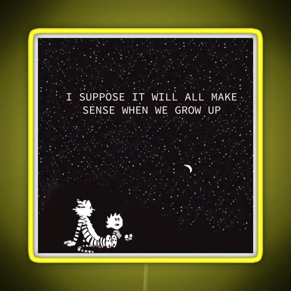Calvin And Hobbes Stars RGB Neon Sign