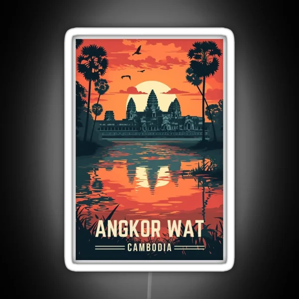 Cambodian Heritage Angkor Wat Sunset Poster RGB Neon Sign