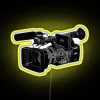 Colorful LED camera display with vibrant RGB neon lighting effects