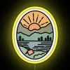 RGB LED camping mountain sunset themed neon outdoor decorative sign
