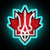 Authentic Canada and Ukraine nation pride symbol in vibrant RGB neon